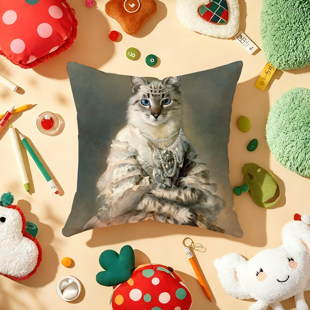 Ренессанс Королевский Кот Наволочка Плюшевая Ткань Мягкая Двусторонняя Печать Диван Теплый Зимний Домашний Подарок Наволочка
