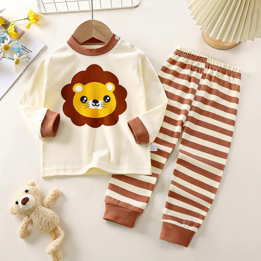 Winter Kids Long Sleeve O Neck T Shirt Pants Set Casual Baggy 2pcs Suit Cotton Cartoon Printes Outfit