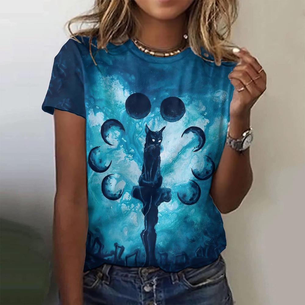 Летняя женская футболка с рисунком из мультфильма для улицы, свободная футболка с круглым вырезом, повседневная футболка большого размера с коротким рукавом