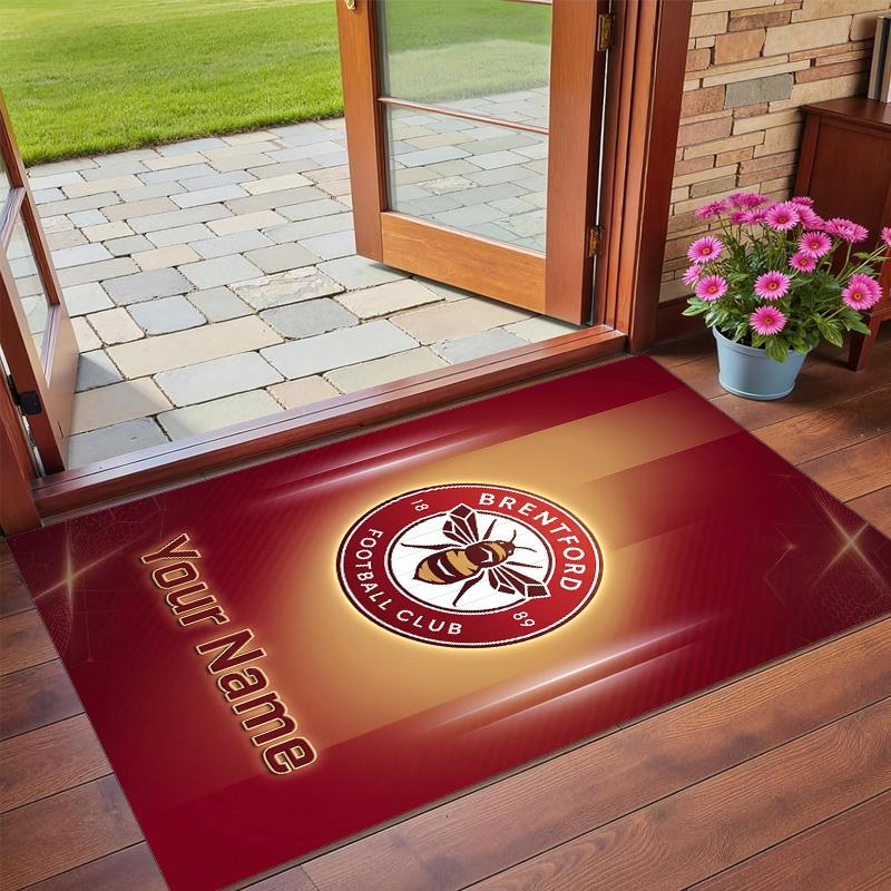 Crystal Velvet Rug Custom Name Text, Soft Non Slip Floor Mat Home DecorBrentford Football