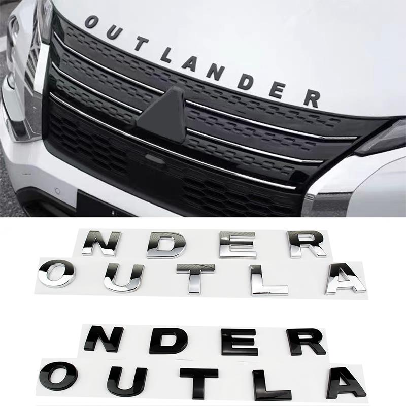 Car 3D ABS Letters Logo Decals Sticker Emblem For OUTLANDER 2023 2024 2025 Car Head Hood Alphabet Emblem Badge Stickers