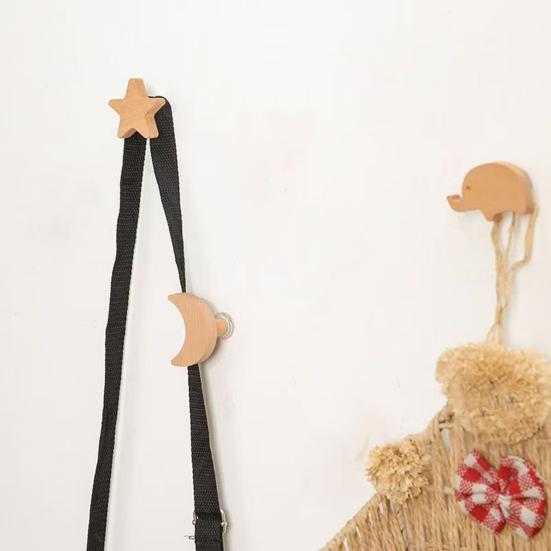 Wooden Wall Hook Lightweight Adhesive Hook with Natural Wood Grain Design Hook for Items Kids Schoolbags Hats