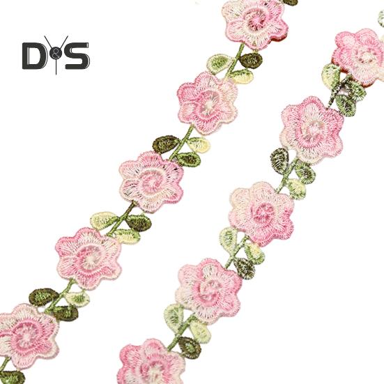 Цветочная кружевная отделка лента яркий цвет широко используется DIY ремесла вышитые крючком кружева отделка ткани украшения для шитья