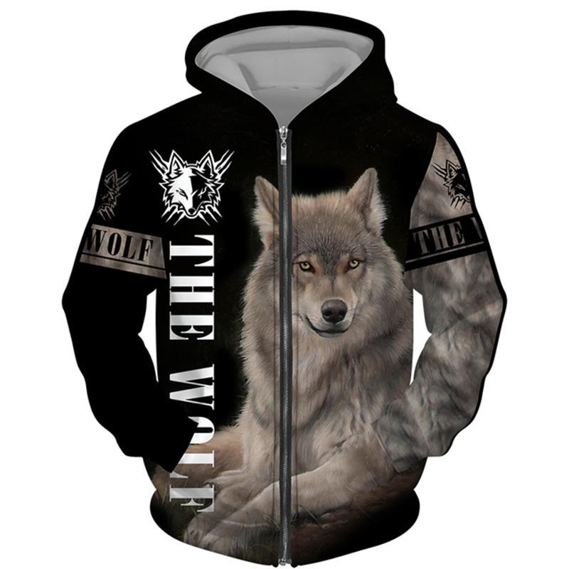 Весна Осень 3D Wolf Series Printed Zipper Hoodie Men Women Couples Hoodie Hoodie Jacket Casual Fashion Jacket