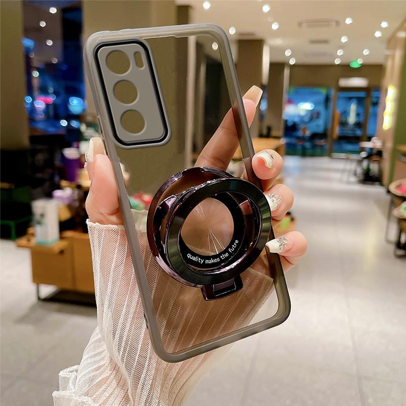 Прозрачный чехол для телефона Oppo Reno 12 12pro Reno12 Pro 5g 11F 11 10 8 Pro Plus 8T, магнитный держатель-подставка, защита камеры, противоударный мягкий чехол