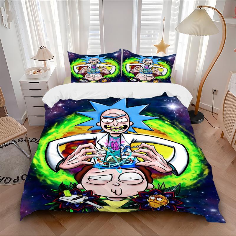 Rick Morty Adventure Print 3Pcs Bedding Setduvet Cover With 2 Bedropillowcase Home Birthday Gift