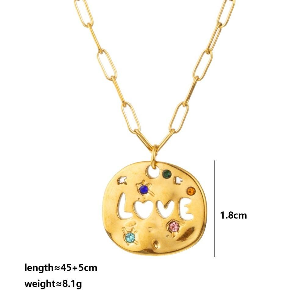 Stainless Steel Guardian Pendant Necklace Irregular Circular Pendant Necklace  For Grandma