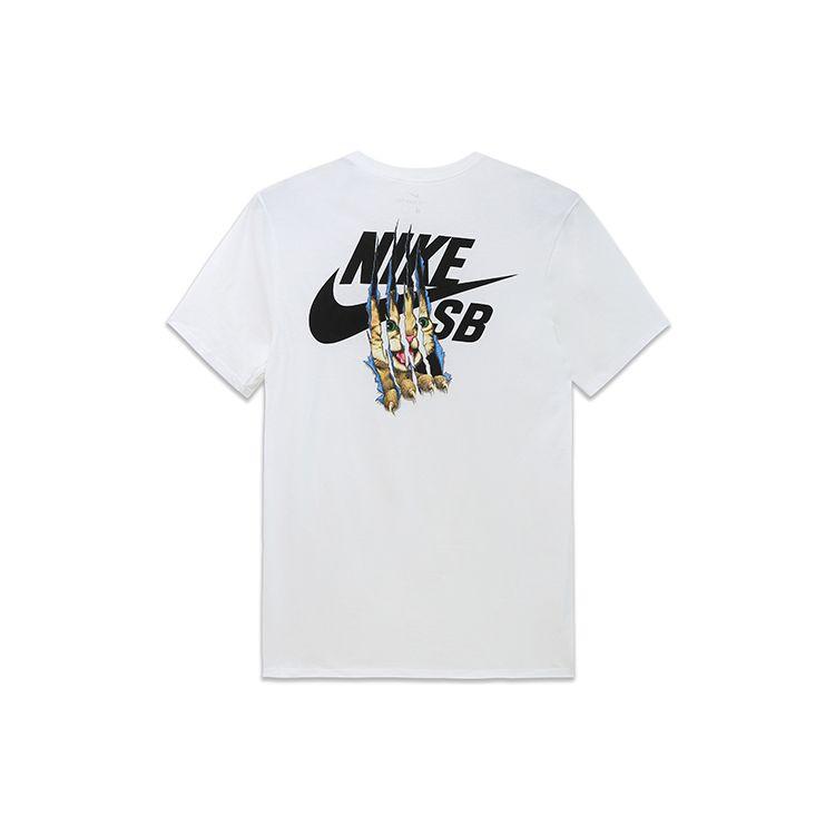 Nike Дышащая спортивная повседневная футболка с короткими рукавами SB Cat Scratch, мужские топы белого цвета 816369-100