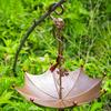 Hanging Birds Feeder for Outdoors Umbrella Shaped Birds Feeder Tray with Dragonfly/Butterfly/Honeybee Metal Wild Birds Bath for Garden Backyard Decor