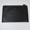 [Pre-Owned] Clutch Black Leather Logo Crosshatch Handbag Silver Hardware - Very Good #1MR3RUN