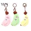 Small Banana Pendant Cute Plush Keychain, Soft Stuffed Fruit Vivid Expression Clip with Embroidered Face, Cartoon Bag Charm for Backpack Shape