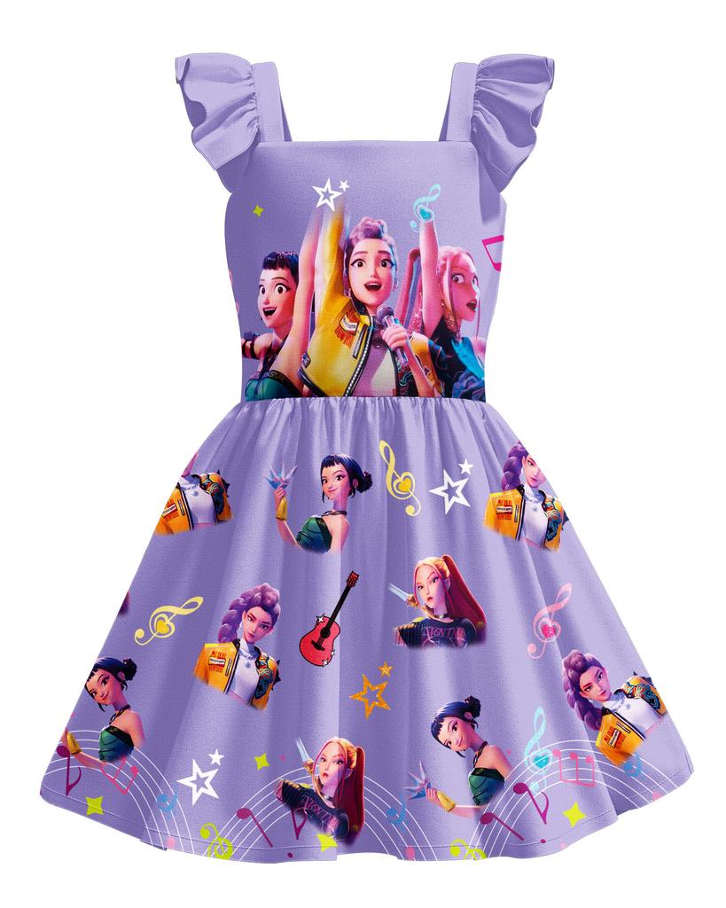 Girls Summer Dress Demon Hunter Pop Princess Kids Dress