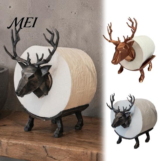 Minimalist Bathroom Organizer 3D Printed Elk Toilet Paper Holder, Stable Base Tissue Roll Decorative Holder Dispenser, Waterproof PLA Towel