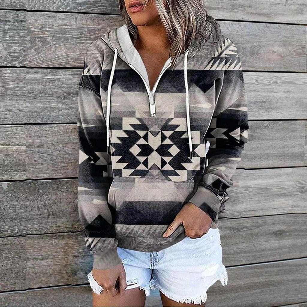 Hot Selling Women's Clothing Autumn And Winter New Ethnic Tribal Hooded Sweater Coat Women Outwear Top
