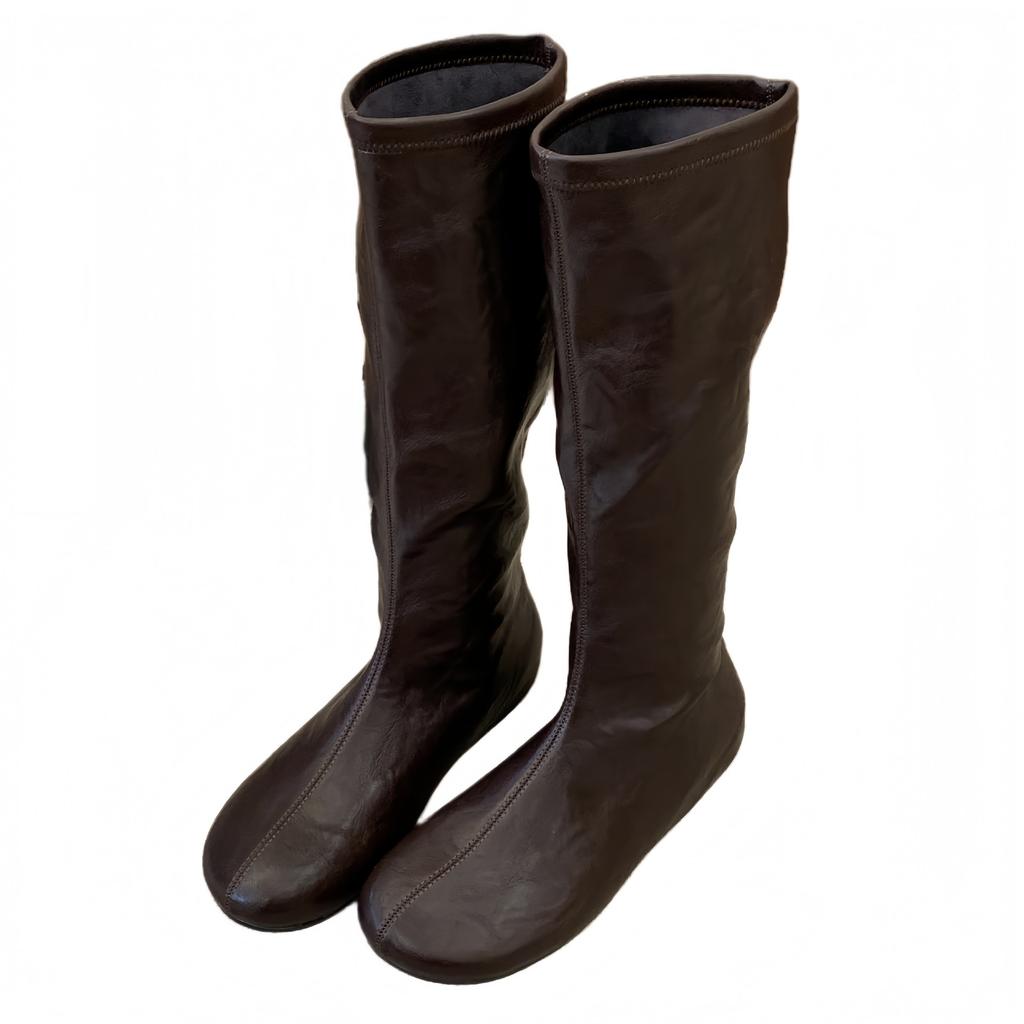Retro round head straight boots, heightening Martin boots in Europe, America and winter, long boots