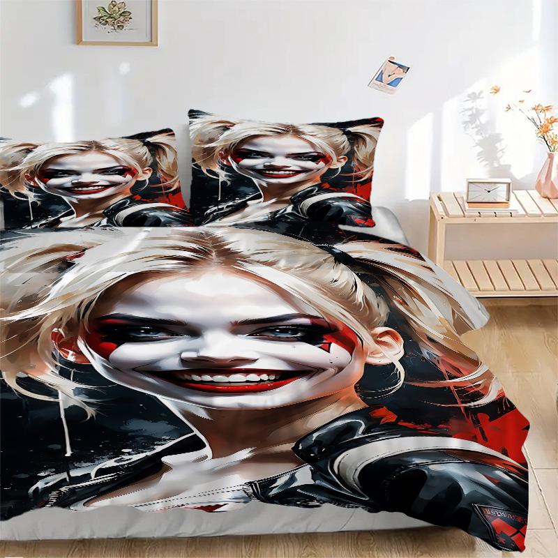 Harley Quinn Portrait Art Print 3Pcs Bedding Set,Duvet Cover with 2 Bedro,Pillowcase Home Birthday Gift