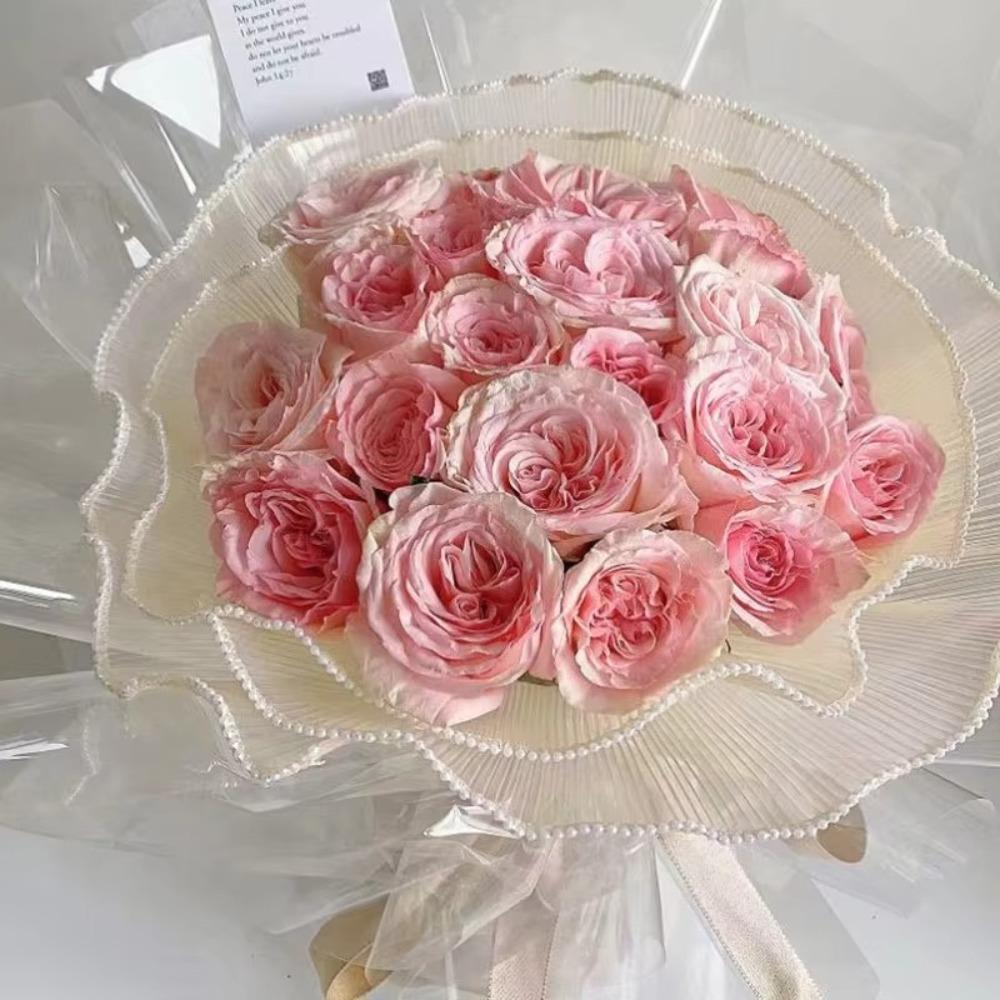 Pearl Edge Bouquet Roll Multiple Color Mesh Wave Yarn Flower Wrapping Mesh Yarn For Wedding Party
