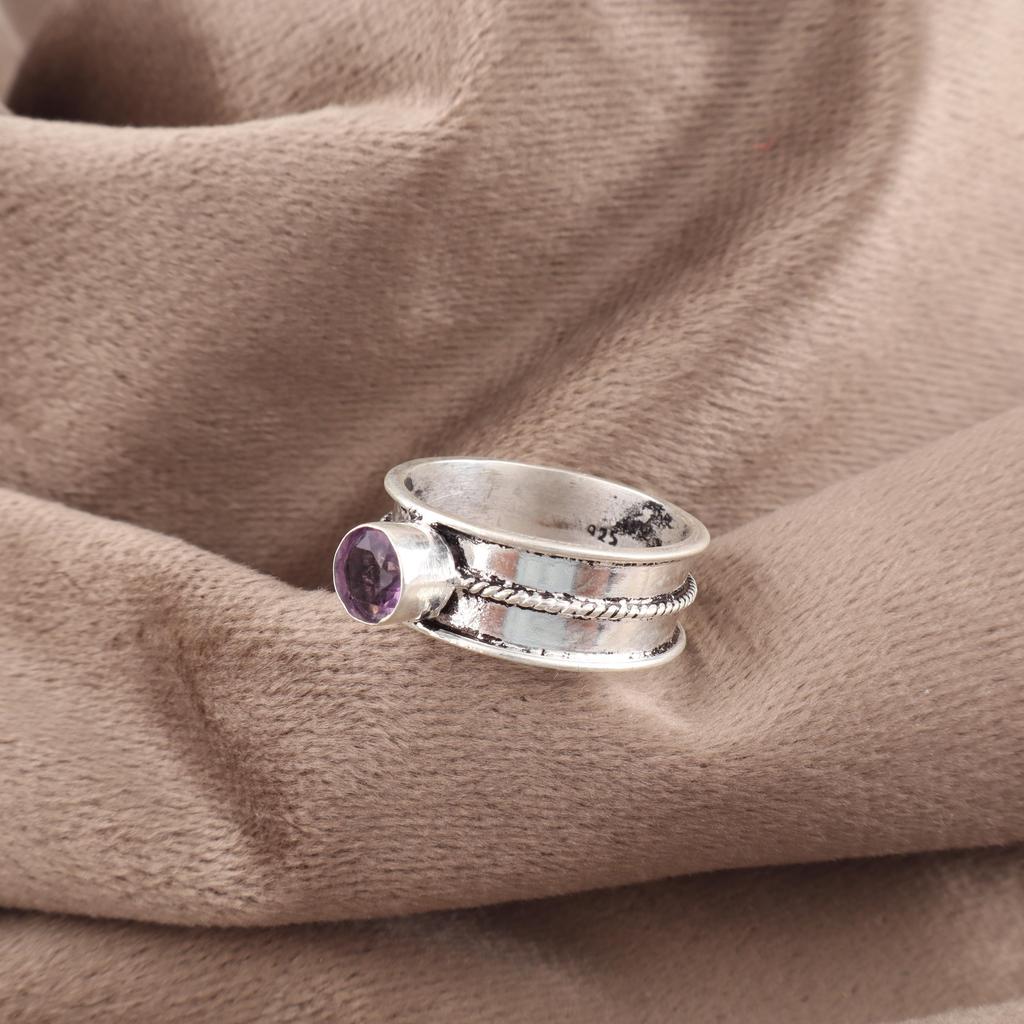 Замечательные украшения из серебра с африканским аметистом, Удивительное серебряное кольцо ручной работы, Кольцо из стерлингового серебра 925 пробы, Подарок для католиков
