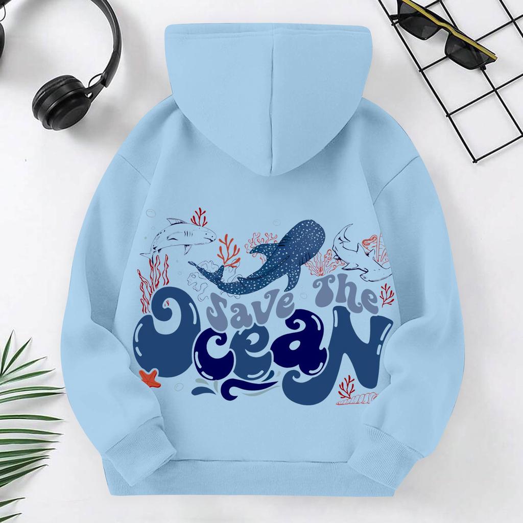 Детские толстовки, свободная спортивная рубашка с капюшоном и принтом, модная спортивная рубашка