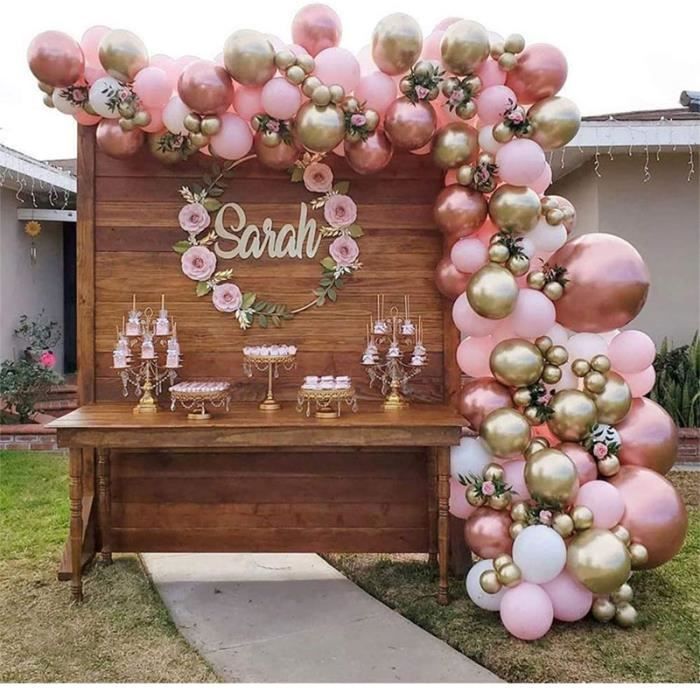 Kit de Ballons - Chrome Or Rose - Ballons Rose et Blanc - 139 Combinaisons - Décoration Fête - Anniversaire