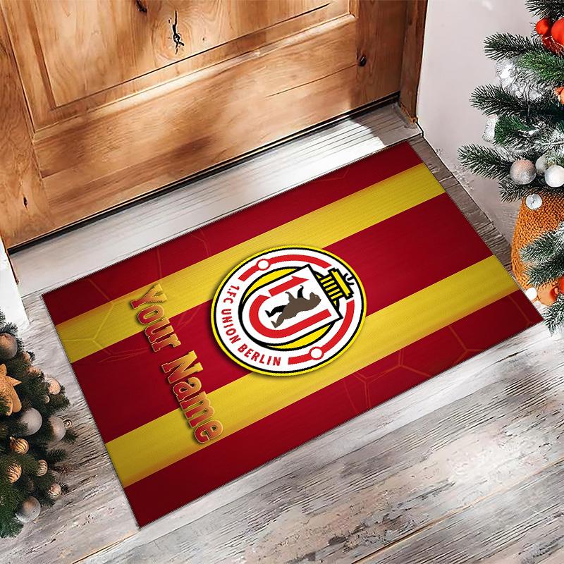 Union Berlin FC Printed Crystal Velvet Rug Non‑Slip Crystal Velvet Carpet For Sofa Bedroom Indoor Home Decoration