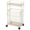EMOOR Laundry Basket, Laundry Cart, White, Basket, Laundry Rack, Cart, Laundry Basket, 2-Tier, Mesh, with Casters