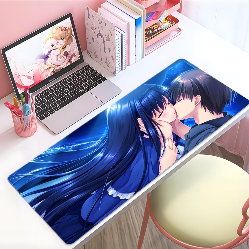 Sweet Emotional Anime Ssummer Pockets Mouse Pad Large Thick Desk Pad Stitched Edges Gaming Mouse Mat For Pc