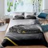 Постельное белье с рисунком гоночных автомобилей Крутой набор с пододеяльником в стиле скоростных гонок Черный чехол на одеяло с изображением спортивного автомобиля Для мужчин Комплект чехлов на одеяло из полиэстера Крутой