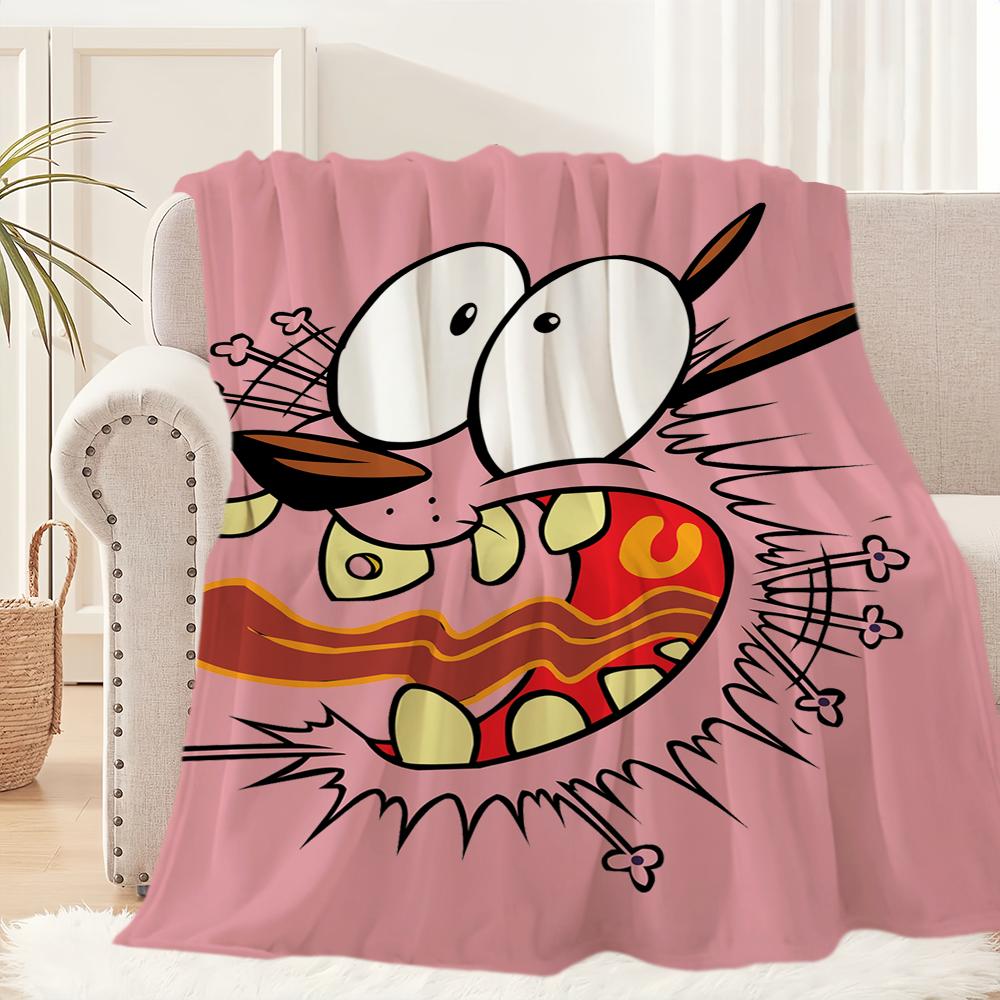 Cartoon C-Courage the C-Cowardly D-Dog Blanket Plush Nap Sofa rug for Living Room Office Bedroom Birthday Home Travel Kid Gifts