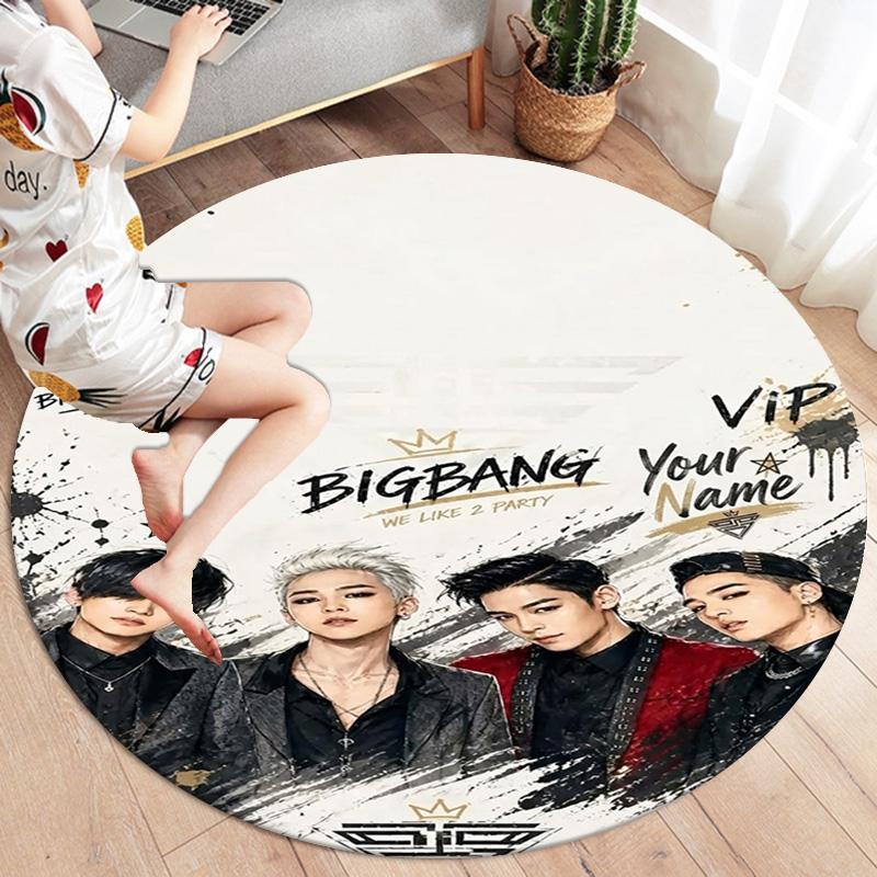 Ковер с музыкой Bigbang, с индивидуальным именем, круглый, для гостиной, спальни, дивана, игровой комнаты, Декор, противоскользящий коврик