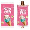 Large Fringed Beach Towel Quick Dry Sand Resistant Absorbent Printed Cotton Lounge Chair