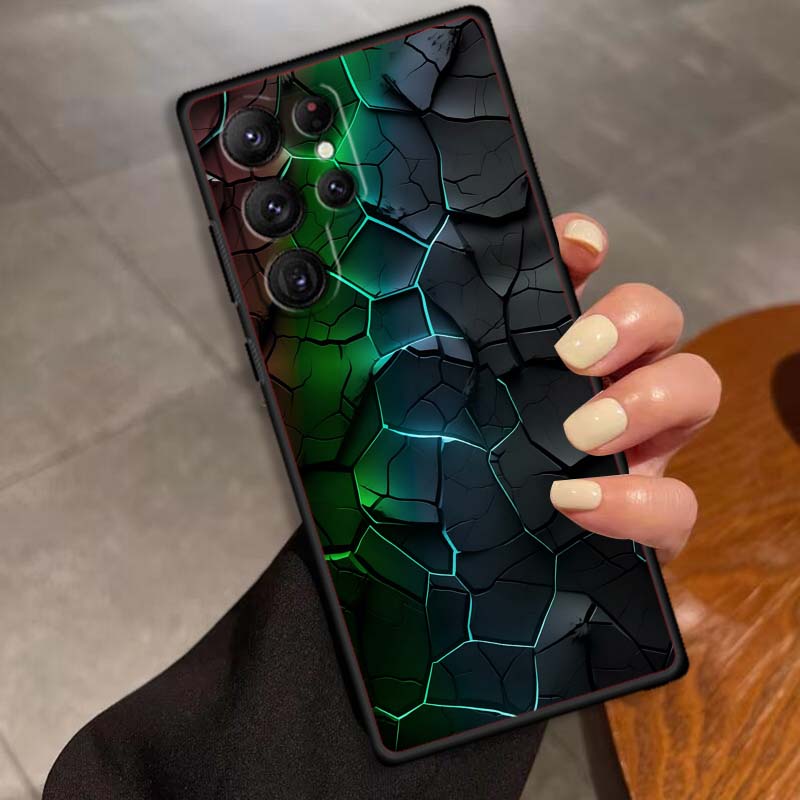 Креативная металлическая узорная чехол-накладка для Samsung Galaxy S26 S25 S24 S23 S22 S21 S20 Ultra Plus FE 5G Черный Мягкий ТПУ
