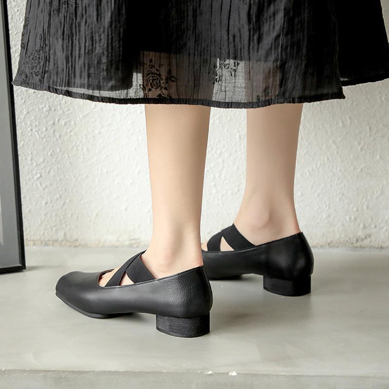 Женские туфли Мэри Джейн, темпераментные ретро-туфли с квадратной головкой, универсальные балетки с носом свиньи, легкие туфли-лодочки в стиле феи на толстом каблуке, туфли бабушки
