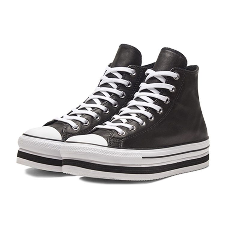 Converse All Star Платформа Layer Нескользящие Легкие Прочные Высокие Кеды для Скейтборда Женские Кроссовки Черные Белые 569722C