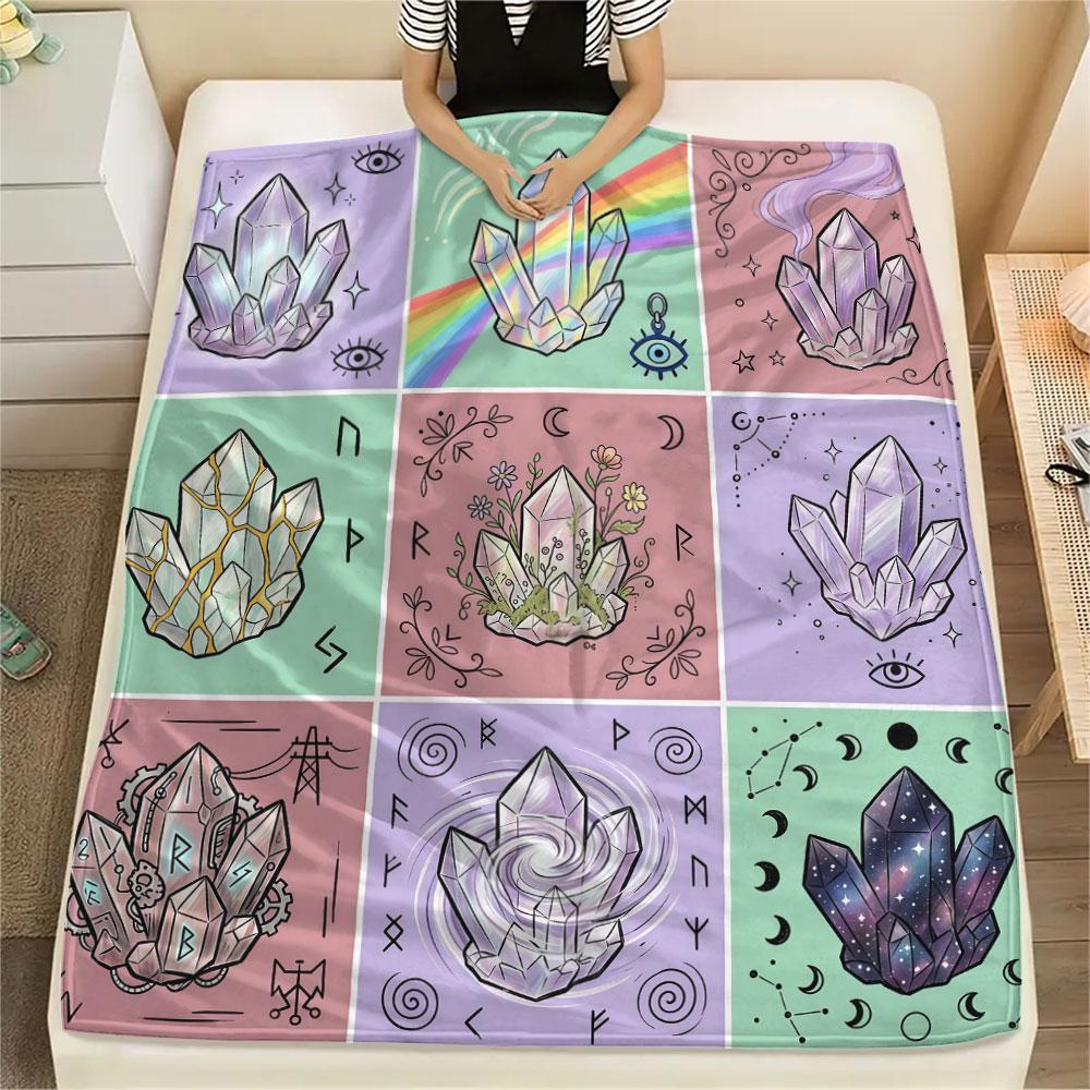 1PC Crystal Fantasy New Patterned Flannel Blanket High quality All Seasons for Home Decor Warmth and Comfort Gifts Birthday Present