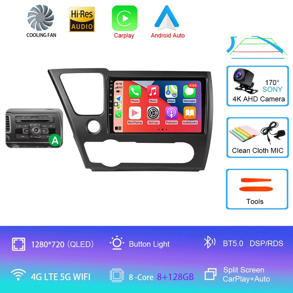 Автомагнитола Android 14 Для Honda Civic 9 9-го поколения США Седан Купе Мультимедийный плеер Видео Carplay DSP GPS Без 2din DVD Головное устройство