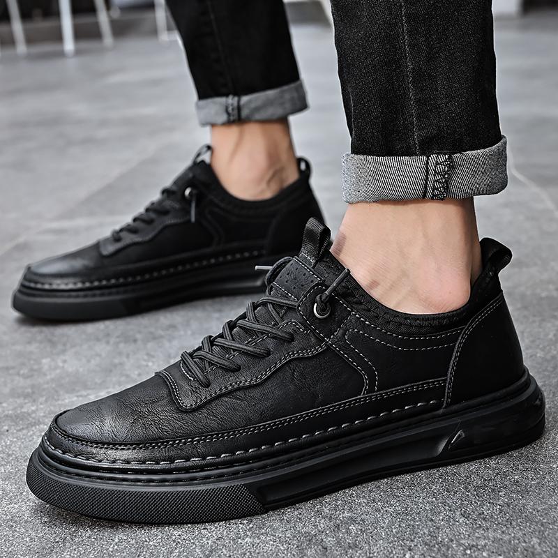 Кроссовки, мужская рабочая обувь, осень 2024, новая роскошная кожаная обувь высокого качества, классическая спортивная мужская обувь на шнуровке на открытом воздухе