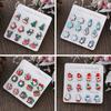Hot Sale New Christmas Series Wooden Earrings Christmas Tree Bells Snowman Stud Earrings Set