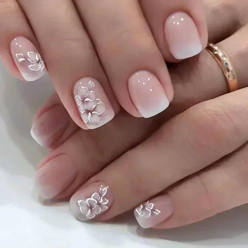 24Pcs Short Square Black Starlit Sky Press On Nails Fashion Artificial Full Cover Nail Tips