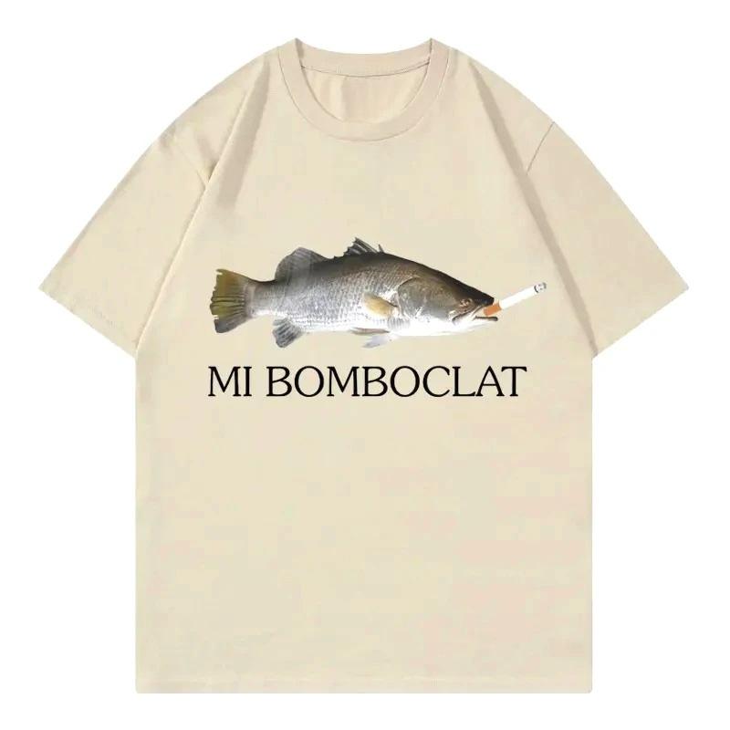 Funny Bomboclat Fish Meme Tshirt High Street Fashion Trend Y2k Short Sleeve Tshirts Women Harajuku Vintage Style Tee Shirts