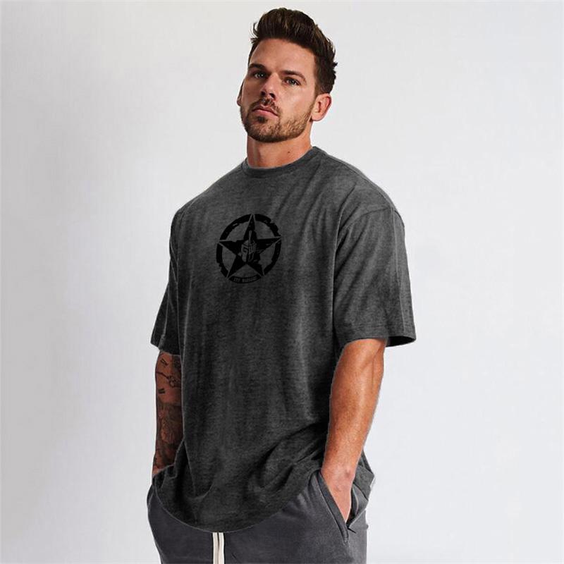 Muscleguys Мужская футболка большого размера для тренажерного зала, бодибилдинга и фитнеса, свободная повседневная одежда для образа жизни, уличная футболка в стиле хип-хоп