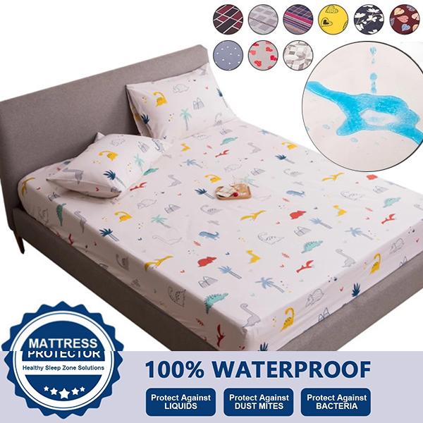 2023 Водонепроницаемая простыня с защитой от клещей Наматрасник 3D-печать Постельное белье Защитная накладка для кровати Водонепроницаемое покрывало Покрывало без наволочки