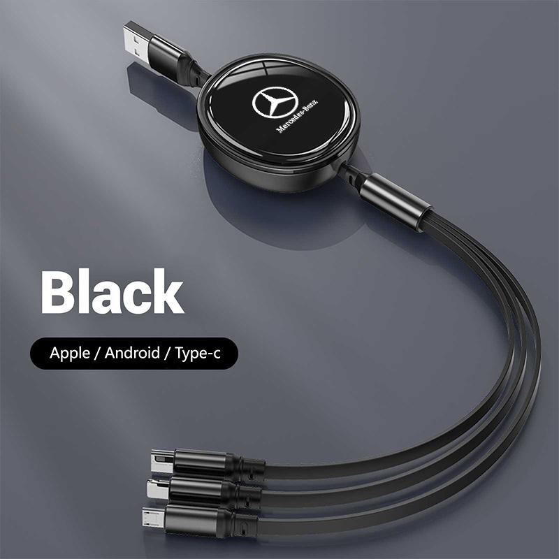 3-in-1 Micro Data Wire USB Type C Fast Charger Cable For Mercedes Benz AMG A B C E S Class GLC GLK GLE GL Interior Accessories QRSTV1