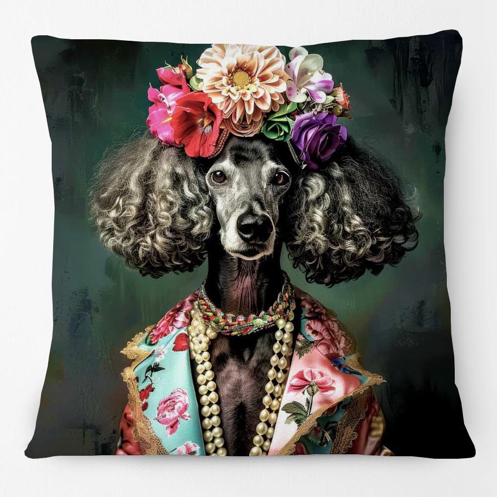 European Poodle Dog Labrador with Wreath Animals Painting Cushion Covers Pillowcase For Sofa