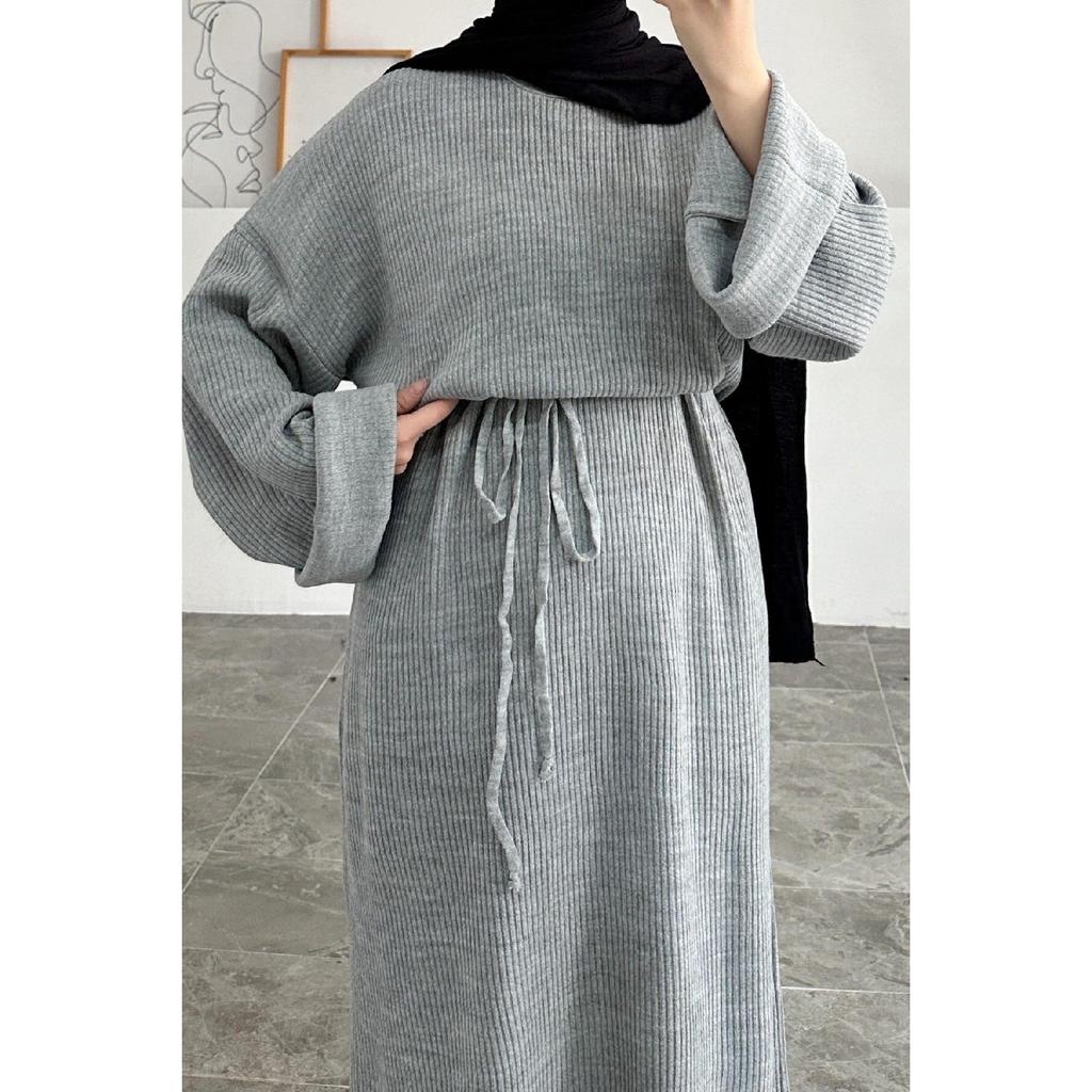 10numberamoda Женское длинное вязаное платье с рукавами «летучая мышь» бордово-красное