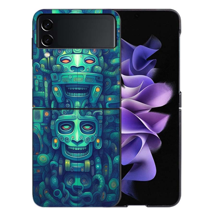 Aztec Maya Stone Coque For Samsung Z Flip7 6 Galaxy Case Shockproof Z Flip5 Z Flip3 4 5G Hard Cover Phone TPU PC Hard Funda