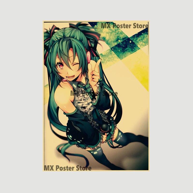 Аниме идол мультфильм певец Мику плакат HD печать крафт-бумага ретро настенные художественные фотографии спальня декоративная живопись домашний декор подарки