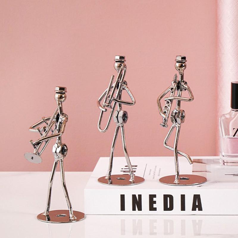 Металлический музыкант, гитарист, статуя, музыкальный инструмент, маленькое железо, искусство, коллекционная кафе, офис, книжная полка, украшение статуэтки для дома