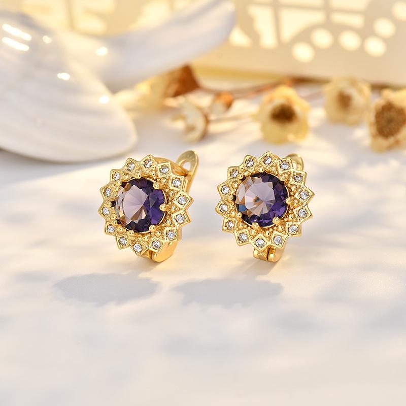 BELLA BOX Трансграничные серьги-клипсы с подсолнухом из бриллиантов, медные серьги с цирконом, высококлассный аксессуар для женщин