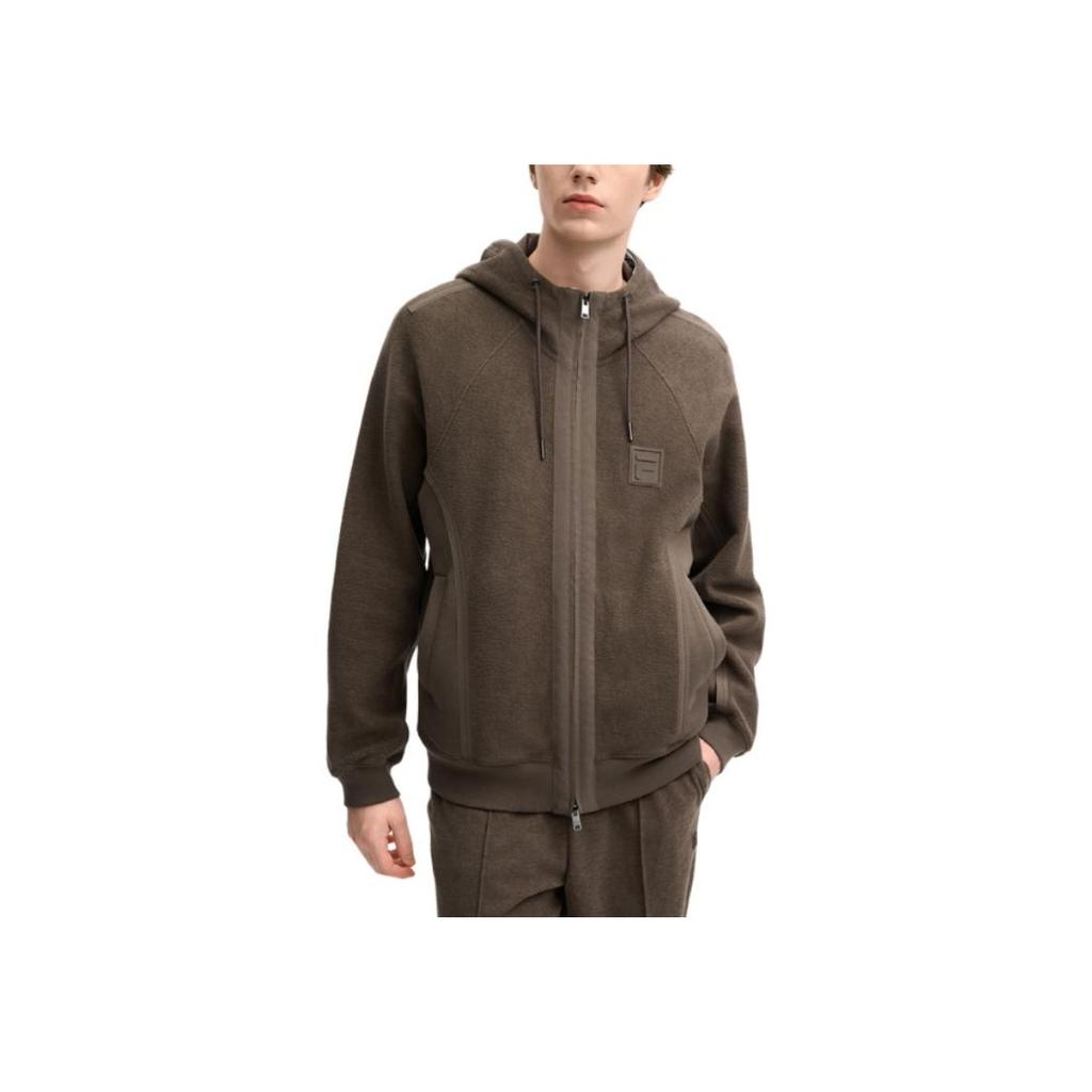 Fila Серия Milano Модная свободная универсальная куртка с капюшоном Мужские куртки Коричневая F11M515501F-BN